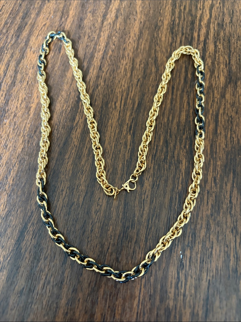 Monet vintage Gold and Black Rope Chain Necklace